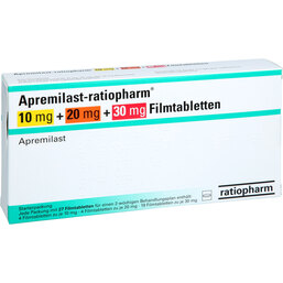 Abbildung: Apremilast-ratiopharm 10mg + 20mg + 30mg Fta Starterp. 27 St, Filmtabletten PZN 19059326