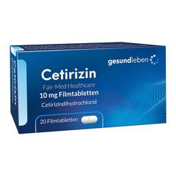 Abbildung: Cetirizin Fair-Med Healthcare 10 mg Filmtabletten / Gehe 20 St, Filmtabletten PZN 19063167