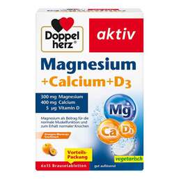Abbildung: Doppelherz Magnesium + Calcium + D3 Brausetabletten 6X15 St, Brausetabletten PZN 19068880