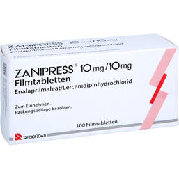 Abbildung: Zanipress 10 mg / 10 mg Filmtabletten 100 St, Filmtabletten PZN 19075041