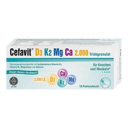 Abbildung: Cefavit D3 K2 Mg Ca 2.000 Trinkgranulat 10 St, Granulat zur Herstellung einer Suspension zum Einnehmen PZN 19077778