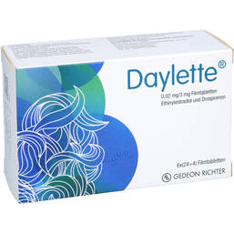 Abbildung: Daylette 0,02 mg / 3 mg Filmtabletten 6X28 St, Filmtabletten PZN 19094736