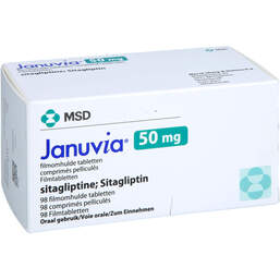 Abbildung: Januvia 50 mg Filmtabletten 98 St, Filmtabletten PZN 19102051