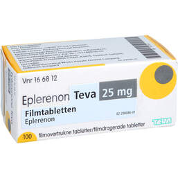 Abbildung: Eplerenon Teva 25 mg Filmtabletten 100 St, Filmtabletten PZN 19107551
