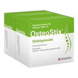 Abbildung: Calcium Vitamin D3 500 mg / 1000 I.E. OsteoStix Direktgranulat 60 St, Granulat PZN 19123389
