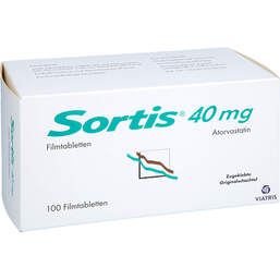 Abbildung: Sortis 40 mg Filmtabletten 100 St, Filmtabletten PZN 19127312