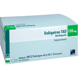 Abbildung: Dabigatran TAD 110 mg Hartkapseln 180 St, Hartkapseln PZN 19139321