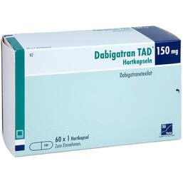 Abbildung: Dabigatran TAD 150 mg Hartkapseln 60 St, Hartkapseln PZN 19139350