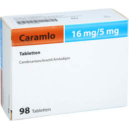Abbildung: Caramlo 16 mg / 5 mg Tabletten 98 St, Tabletten PZN 19139930