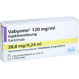 Abbildung: Vabysmo 120 mg / ml Injektionslösung 1 St, Injektionslösung PZN 19140488