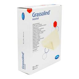 Abbildung: Grassolind Salbenkompressen 10x10 cm steril 50 St, Kompressen PZN 19156495