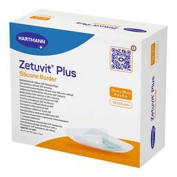 Abbildung: Zetuvit Plus Silicone Border steril 10x10 cm 10 St, Kompressen PZN 19158873