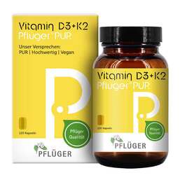 Abbildung: Vitamin D3 + K2 Pflüger Pur 1.000 I.E. / 75 µg Kapseln 120 St, Kapseln PZN 19160841
