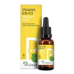 Abbildung: Vitamin D3 + K2 Pflüger Pur 500 I.E. / 25 µg Tropfen 30 ml, Tropfen PZN 19160858