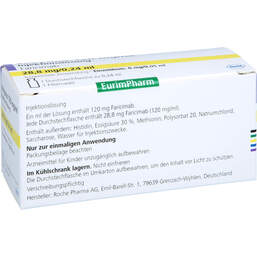 Abbildung: Vabysmo 120 mg / ml Injektionslösung 1 St, Injektionslösung PZN 19168446