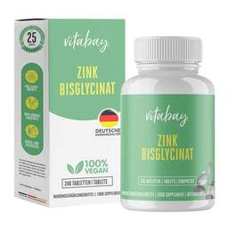 Abbildung: Zink Bisglycinat 25 mg hochdosiert Tabletten 240 St, Tabletten PZN 19179740
