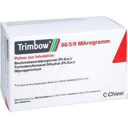 Abbildung: Trimbow 88 / 5 / 9 µg 240ED Pulver zur Inhalation Nexthaler 2 St, Inhalationspulver PZN 19180039