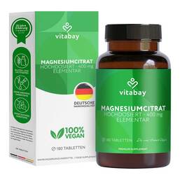 Abbildung: Magnesiumcitrat 200 mg vegan hochdosiert Tabletten 180 St, Tabletten PZN 19183196