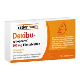 Abbildung: Dexibu-ratiopharm 200 mg Filmtabletten 10 St, Filmtabletten PZN 19185108