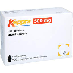 Abbildung: Keppra 500 mg Filmtabletten 200 St, Filmtabletten PZN 19196543