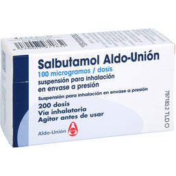 Abbildung: Salbutamol Aldo-Union 100 µg / Sprühstoß Spanien 1 St, Dosieraerosol PZN 19196980