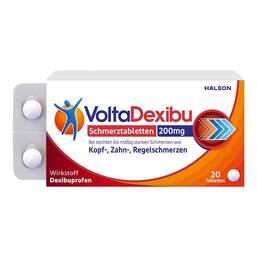 Abbildung: VoltaDexibu Schmerztabletten 200 mg Filmtabletten Filmtabletten, 20 St PZN 19208424