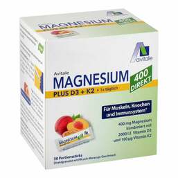 Abbildung: Magnesium 400 + D3 + K2 direkt Pfirsich Maracuja 50X2.5 g, Granulat PZN 19213052