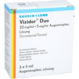 Abbildung: Vizidor Duo 20mg / ml + 5mg / ml Augentro.unkonserviert 3X5 ml, Augentropfen PZN 19235131