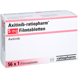 Abbildung: Axitinib-ratiopharm 5 mg Filmtabletten 56 St, Filmtabletten PZN 19261766