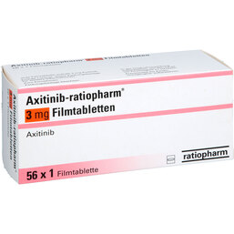 Abbildung: Axitinib-ratiopharm 3 mg Filmtabletten 56 St, Filmtabletten PZN 19261789