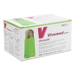 Abbildung: Sicherheitslanzetten Ultrasafe 17 G 1,4x2 mm grün 100 St, Lanzetten PZN 19264782
