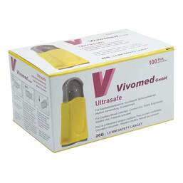 Abbildung: Sicherheitslanzetten Ultrasafe 26G 0,45x1,8mm gelb 100 St, Lanzetten PZN 19264842