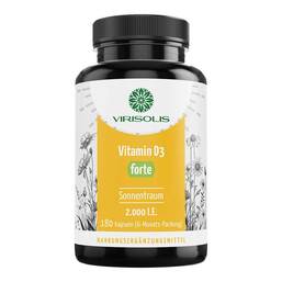 Abbildung: Virisolis Vitamin D3 forte 2.000 I.E. Kapseln 180 St, Kapseln PZN 19267987