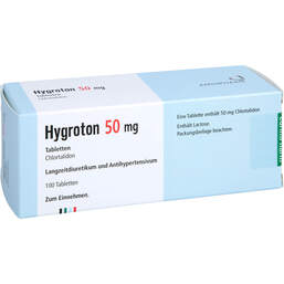 Abbildung: Hygroton 50 mg Tabletten 100 St, Tabletten PZN 19269905