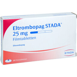 Abbildung: Eltrombopag STADA 25 mg Filmtabletten 14 St, Filmtabletten PZN 19274697