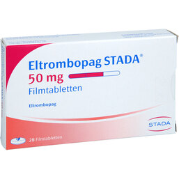 Abbildung: Eltrombopag STADA 50 mg Filmtabletten 28 St, Filmtabletten PZN 19274734