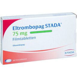 Abbildung: Eltrombopag STADA 75 mg Filmtabletten 14 St, Filmtabletten PZN 19274757