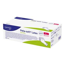 Abbildung: Peha-Soft Latex Comfort Untersuchungshandschuhe unsteril pf L 100 St, Handschuhe PZN 19296693