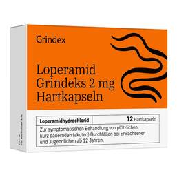 Abbildung: Loperamid Grindeks 2 mg Hartkapseln 12 St, Hartkapseln PZN 19300242