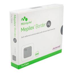 Abbildung: Mepilex Border Ag Schaumverband 7x7,5 cm steril 5 St, Verband PZN 19341494