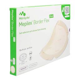 Abbildung: Mepilex Border Flex Schaumverband haft.15x19 cm oval 5 St, Verband PZN 19341531