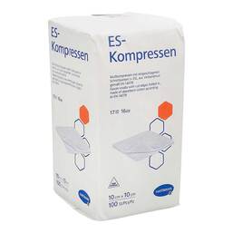 Abbildung: ES-Kompressen unsteril 10x10 cm 16fach 100 St, Kompressen PZN 19346801