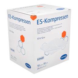 Abbildung: ES-Kompressen steril 10x10 cm 12fach Großpackung 20X5 St, Kompressen PZN 19357259