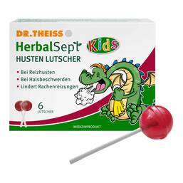 Abbildung: Dr. Theiss Herbalsept Husten Lutscher Kids 6 St, Bonbons PZN 19367826