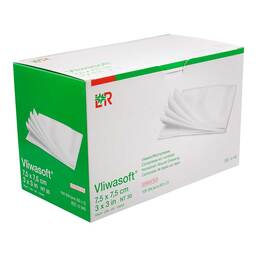 Abbildung: Vliwasoft Vlieskompressen steril 7,5x7,5 cm 6l. 50X2 St, Kompressen PZN 19377173