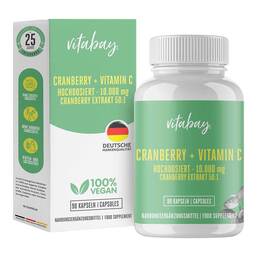 Abbildung: Cranberry + Vitamin C 10.000 mg hochdosiert Kapseln 90 St, Kapseln PZN 19380301