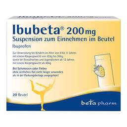 Abbildung: Ibubeta 200 mg Suspension zum Einnehmen im Beutel 20 St, Suspension zum Einnehmen PZN 19382754