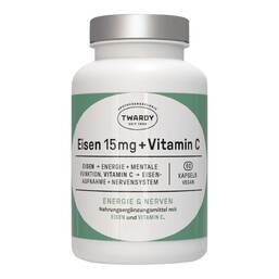 Abbildung: Eisen 15 mg + Vitamin C vegan Kapseln 60 St, Kapseln PZN 19384322