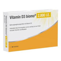 Abbildung: Vitamin D3 Biomo 2.000 I.E. Tabletten 60 St, Tabletten PZN 19386456