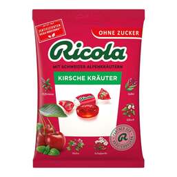 Abbildung: Ricola ohne Zucker Beutel Kirsche Kräuter Bonbons 75 g, Bonbons PZN 19400995